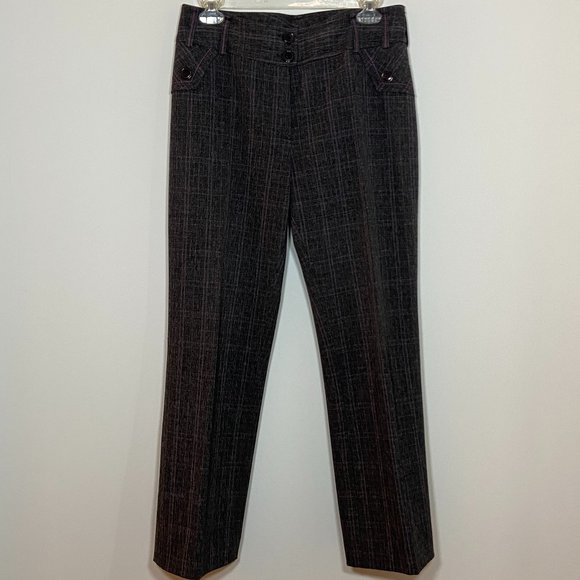 Women Dark Grey Plaid Dress Pants Petite US S - Picture 1 of 9